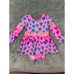 Play by Little Sleepies Ombré Hearts Rainbow Twirl Bamboo Bodysuit Dress 12-18M